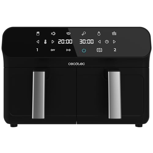 Cecotec Freidora de Aire Digital de 9L - Air Fryer Cecofry Advance 9000. 2800W, 2 Cubetas de 4,5L, Temperatura Dual, Temperatura Regulable de 80-200 ºC, 7 Programas, Panel Táctil Multifunción