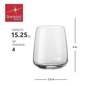 Bormioli Rocco Planeo Set Of 4, Stemless Wine Glasses, And DOF Drinking Glass, 12.25 Oz, Clear Crystal Star Glass, Dishwasher Safe, Made In Italy. Bormioli Rocco Planeo Set Of 4 Stemless Wine Glasses And DOF Drinking Glass 1225 Oz Clear Crystal Star Glass Dishwasher Safe Made In Italy
