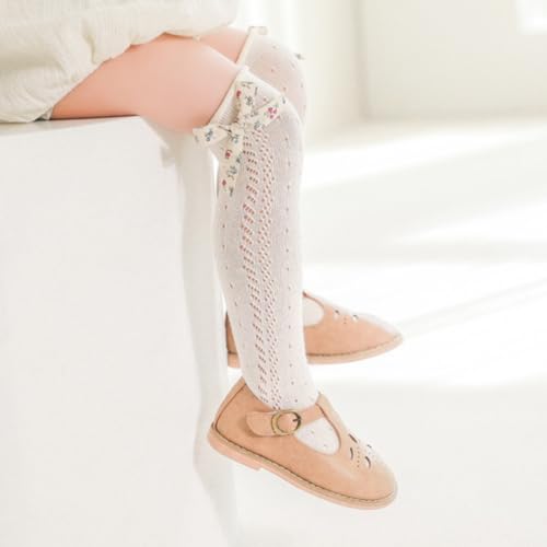 Lace Mesh Bow Princess Socks | Delicate Floral Long Stockings for Girls | Premium Combed Cotton4