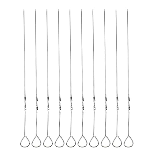 Brocheta de Barbacoa, palitos de Kebab de Acero Inoxidable Reutilizables, Largos y Planos, para Asar Carne y Verduras, 10 Uds.