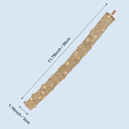 Image of Hypeety Natural Prickly Ash Wood Perch Stand Toy Parrot Stand Holder Paw Grinding Perch Bird Chew Perch for Budgie Parakeet Cockatiel Conure Lovebird (11.79 inch)