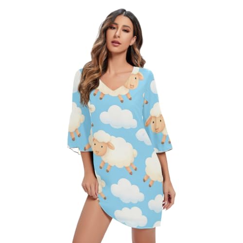 Robe mousseline mouton bleu coupe ajustée de haute qualité