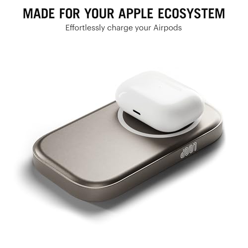 Image of DailyObjects Loop Qi2 Certified Mag-Safe Compatible Aluminium Wireless Power Bank|5000 Mah|Fast Charging 20W|Compatible with Samsung /OnePlus /iPhone 12 /13 /14 /15 /16 /Pro Max|Sleek & Light- Titanium