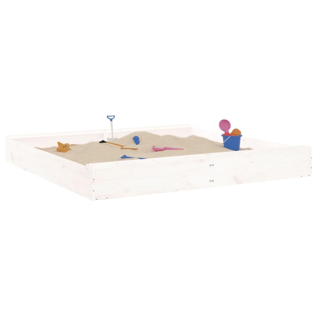 Générique Bac à Sable avec sièges Blanc carré Bois de pin Massif,Jeux & Jouets, Jeux de Plein air, Bacs à Sable, Blanc (Poids 14.75KG)