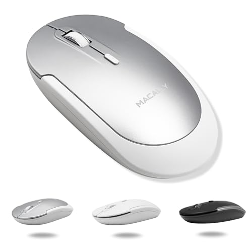 Macally Wireless Bluetooth Mouse for Mac, MacBook Pro/Air, iPad, and PC - Comfortable and Quiet Compatible Wireless Apple Mouse - Silver