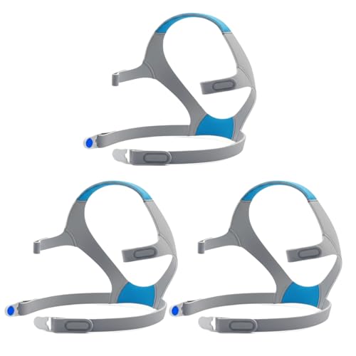 3Pcs Airfit F20 CPAP Headgear for Men & Women -Adjustable Anti Leak Head Strap, CPAP Mask Headgear Straps with Clips, Comfort Fit for Side/Back Sleepers, Lightweight & Machine Washable (Without Mask)