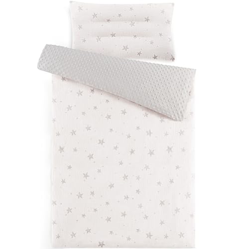 Susurration Musselin Kinderbettwäsche 100x135 Kissenbezug 40x60 cm aus Leicht und Komfortabel Bettwäsche Set für Baby Kinder(Sterne)