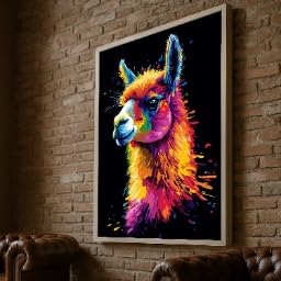 Tableau sur toile lama coloré œuvre d'art joyeuse pour réveiller vos murs