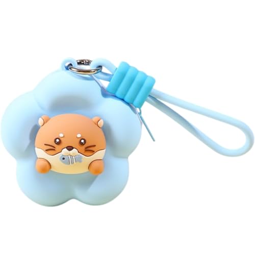 Image of FunBlast Soft Silicone Coin Pouch - Cute Animal Design Mini Purse with Strap, Multipurpose Silicone Pouch, Small Zipper Wallet for Kids & Girls, Kawaii Coin Bag - 9 X 9 X 6.5 cm (Blue)