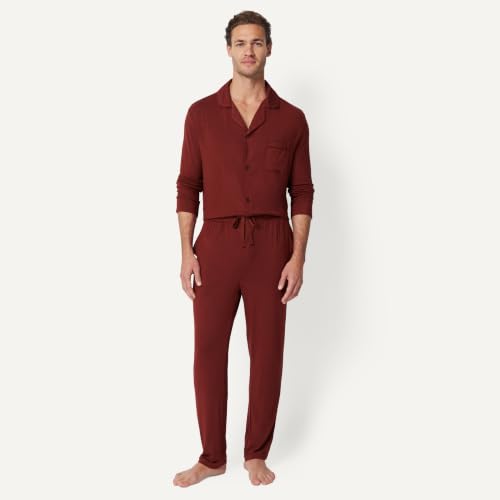 Image of Amazon Essentials x Sofia Grainge Men's Long Sleeve Relaxed Fit Breathable Modal Jersey Pajama Set, Loungewear