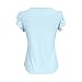 Eyelet Tops for Women Hollow Out Embroidery Summer Casual Dressy Shirts Cape Short Sleeve Elegant Blouses Tshirts Sky Blue
