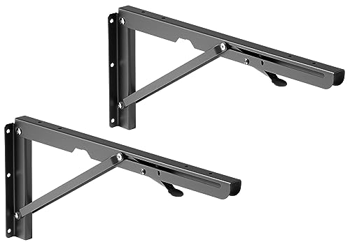 RICOO Shelf Bracket, Premium Heavy Duty Steel Wall Mounted MZ001 L Bracket for Shelves Black, 396x167mm