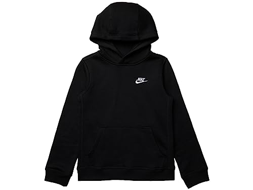 NIKE Boy's Nsw Pull Over Hoodie Club, Black/White, Large