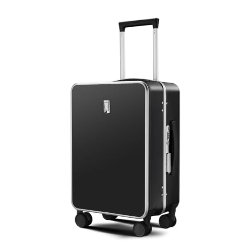 Aluminum Frame Luggage with Spinner Wheels, Zipperless Polycarbonate Hard Shell Suitcase, 30 Inch-black