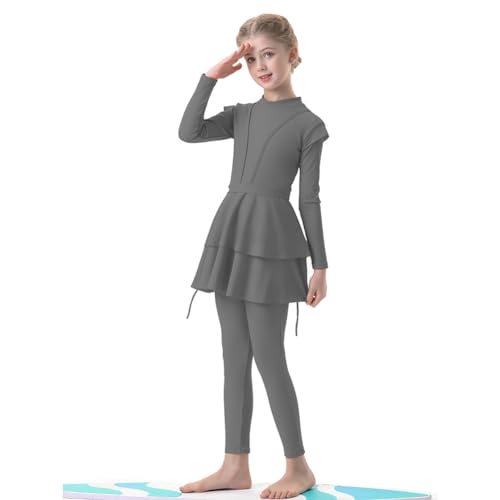 Image of ODIZLI Kids Girls' Rash Guard Sets Islamic Hijab Swimwear Muslim Modest Long Sleeves Shorts Pants Beachwear Hoodie Hat 2 PCS