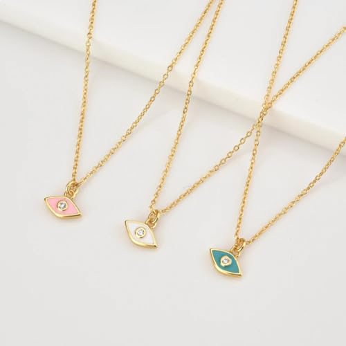 Collier long oeil de lune en turquoise blanche style tiny luxury - 6