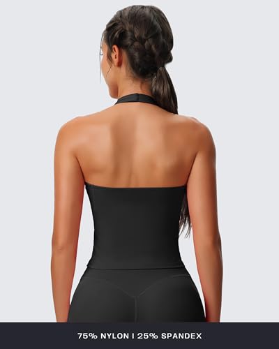 Aoxjox Women's Sleeveless Hailey Halter Tank Tops Workout Athletics Gym Yoga Curve Longline Crop Top4
