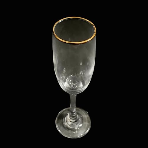 Kit Conjunto 6 Taças Champagne Espumante Vidro Resistente Borda Dourada Glamour Sofisticado 160 ml
