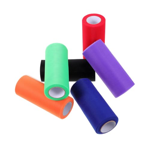 HOODANCOS 6 Rolls Tulle Fabric Sewing Dress Tulle Sheer Mesh Dress Tulle Backdrop Drapery Fabric Tulle Spool Tulle Dress Tulle Netting Fabric Decor Ribbon Creative Tulle 100% Polyester Fiber