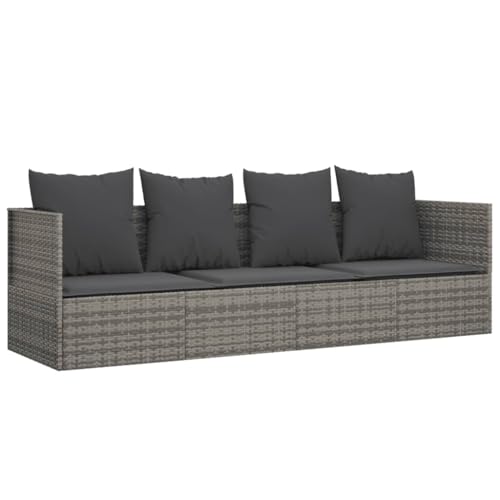 vidaXL Lit de Salon d'extérieur avec Coussins Gris Résine tressée, mobilier de Jardin, Meuble de Patio, canapé de Jardin, mobilier d'extérieur