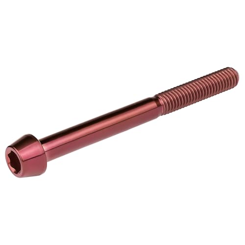 Image of Titanium Ti Bolt M5x9 16 18 20 25 30 35 40 45 50 55 60mm Tapered Head Screws Pack of 4 (M5x60mm, Burgundy)