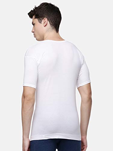 Image of Dollar Lehar Men Combed Cotton Round Neck with Sleeve Vest -White