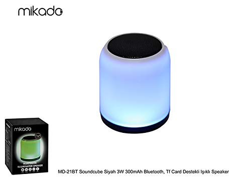 Mikado MD-21BT Soundcube Bluetooth Speaker with light illuminated and packaging