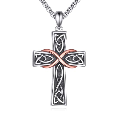 Collier croix irlandaise en argent 925 pendentif celtique mixte