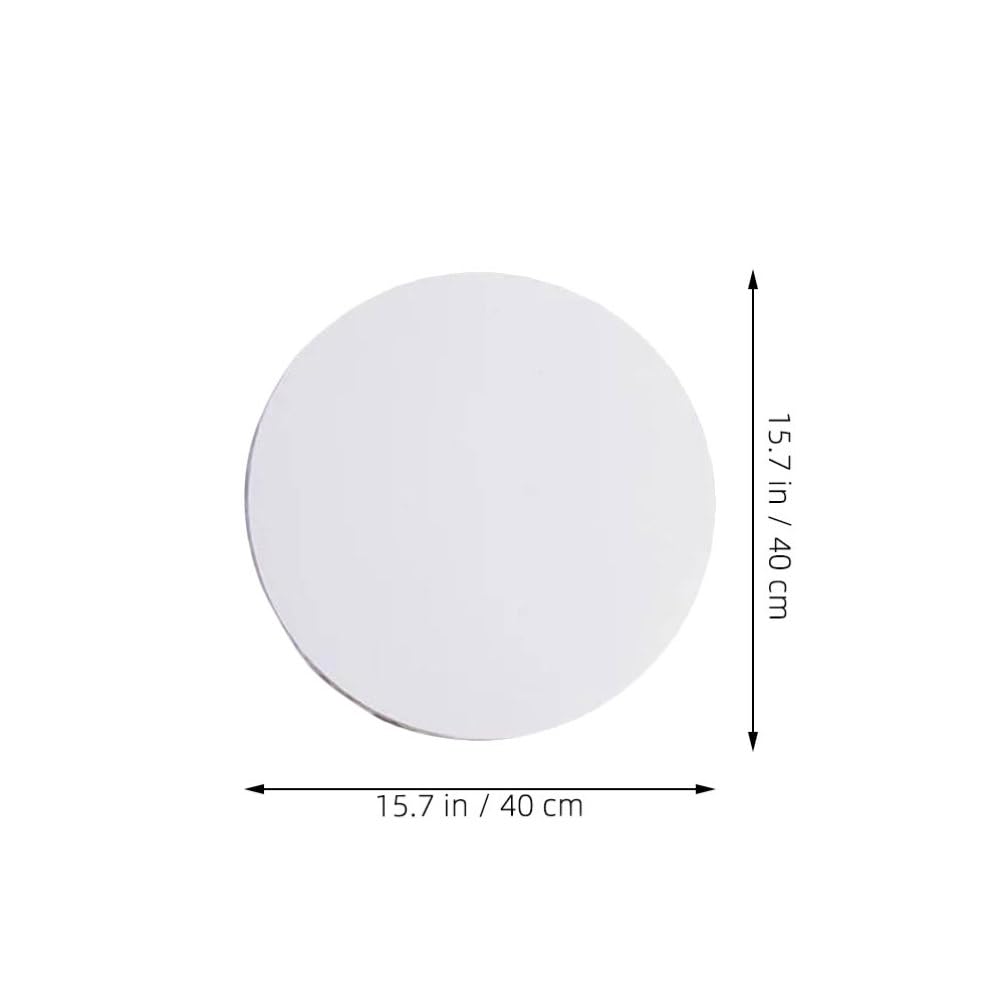 Lurrose Toile Ronde Tendue en Coton Blanc Cadre en Bois, pour Peinture à L'huile et Dessin, Format 40cm pour Artistes et Amateurs de Création