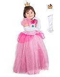 Haikyuu Children's Princess Costume with Gloves And Crown Kids Girls Pink Dress Party Cosplay Dress Up Halloween