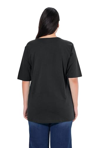 Ulla Popken Rundhals, Camiseta para Mujer, Negro (Schwarz 10), 44
