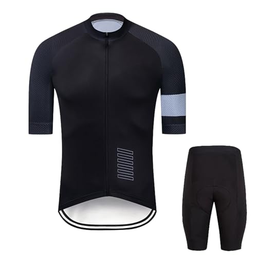 RUMAOZIA Conjunto de maillot de ciclismo para hombre, de manga corta, elástico, transpirable, reflectante, de secado rápido, maillot de ciclismo y pantalones con tirantes para verano, ropa de ciclismo