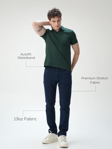 Image of Minus One Slim Fit Stretchable Mid Rise Jeans for Men | Mens Denim Cotton Pants | Stylish Ankle Length Jean