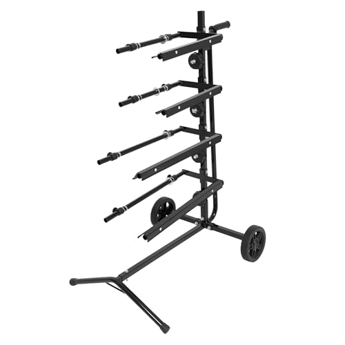 KUAFU Masking Paper Machine Stand Mobile Tree Style Station Holds Multiple Rolls Black
