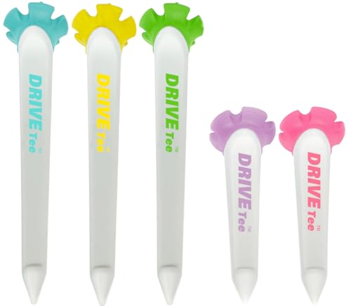 ■DRIVE TEE ドライブティー ミックス ライン無し(ロング80mmx3 ショート45mmx2) ■プロアマの間で飛んで曲がらないと大評判■R&A USGA ルール適合■世界基準のゴルフティー■球が乗せやすい世界初花びらデザインと業界最小クラス5つの