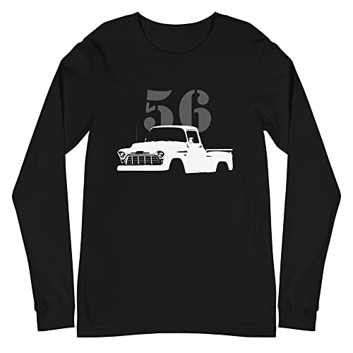 1956 Chevy 3100 Antique Pickup Truck Classic American Automotive Nostalgia Unisex Long Sleeve Tee Black
