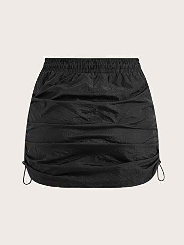 OYOANGLE Women's Drawstring Side Mini Cargo Skirt Elastic High Waist Ruched Bodycon Pencil Skirts2