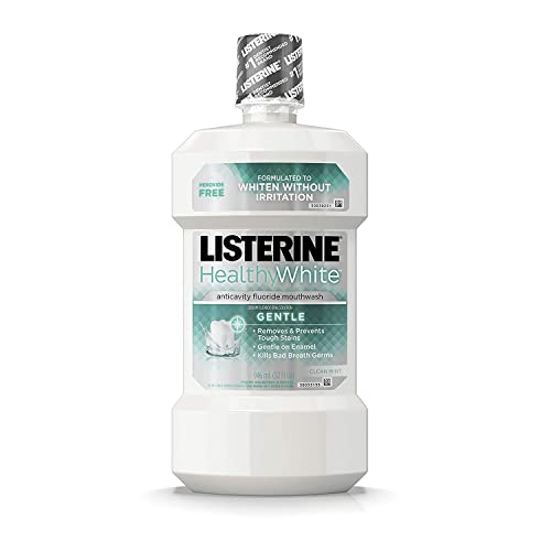 Listerine Healthy White Anticavity Fluoride Mouthwash for Gentle Teeth Whitening, Mint, 32 fl. oz (Pack of 2)