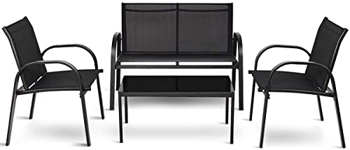 MaxxGarden Salon De Jardin - Salon Exterieur - Detente De Jardin - Noir
