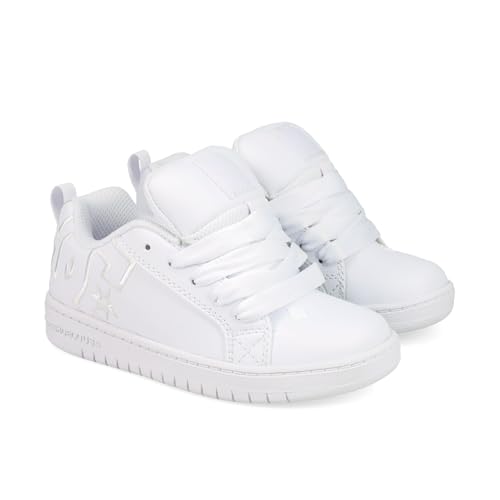 DC Sneaker Skate Shoe, White/White, 6 US Unisex Big Kid