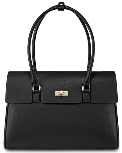 LOVEVOOK Laptop Bag for Women Work Tote 15.6 Inch Briefcase Messenger Bag Waterproof Business Office Professional Large Capacity Handbag Shoulder Bag,Black