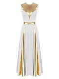 vastwit Womens Metallic Liturgical Praise Dance Dress Lyrical Dance Costume Sleeveless Worship Dance
