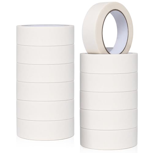 Reaeonat Masking Tape, 12 Pack 25mm Painters Tape for Painting Wall Decorating Sharp Lines No Paint Bleed Art Crafts DIY Projects (25mm x20m)