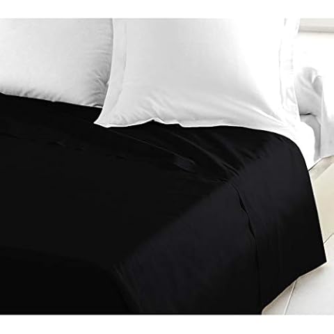 Home Linge Passion | Sábana Plana de 100% algodón negro para 2 personas Cover