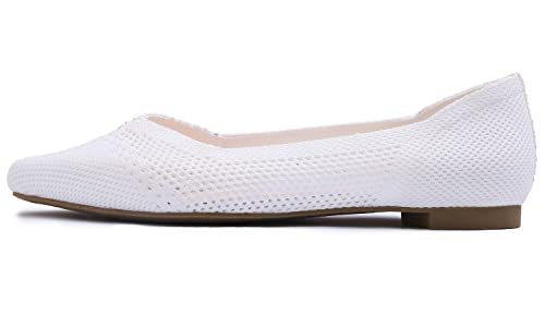 Image of FEVERSOLE Women's Woven Pointy Fashion Cutouts Breathable Knit Flat Shoes