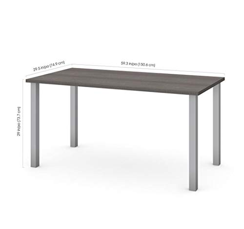 Bestar Universel Table Desk With Square Metal Legs, 60" X 30", Bark Grey #TOP1