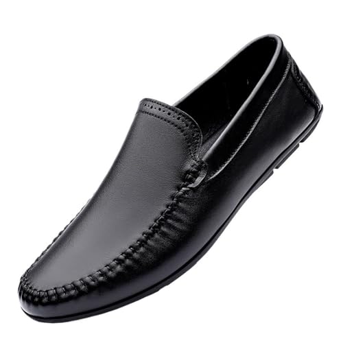 Men's Driving Loafers PU Leather Prom Fashion Solid Color Round Toe Casual Slip Resistant Dress Slip-on