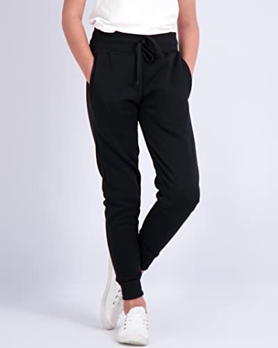 Real Essentials 3 Pack: Girls' Fleece Joggers Soft Active Performance Casual Sweatpants(Ages 7-16)2