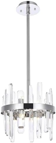 Elegant Lighting Modern Bright Home Decorative Serena 12 inch Crystal Round Pendant - Chrome