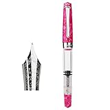 erofa Penbbs 309 Piston Filling Fountain Pen Iridium Fine Nib Acrylic Writing Pen Set with Box - Ice Red